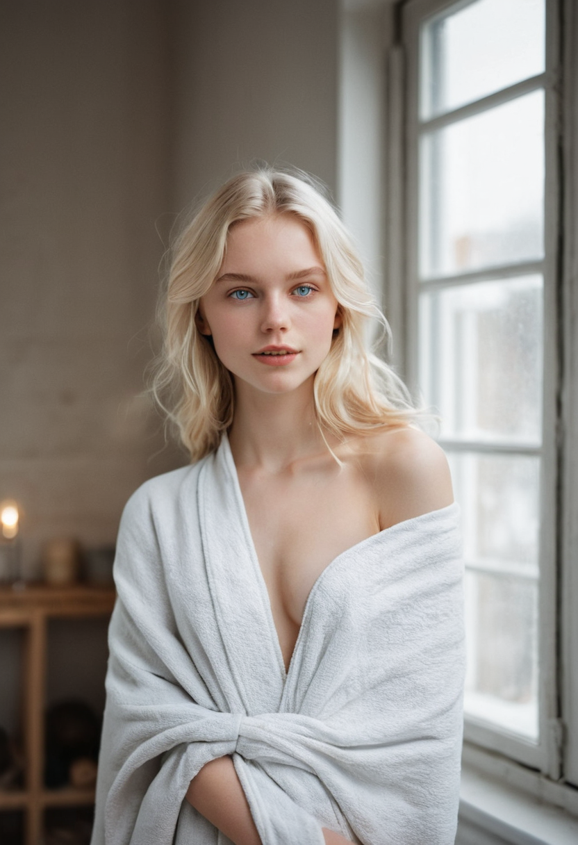 Erotic AI photo: Lumi's bare shoulders, sensual workshop noon — adult beauty